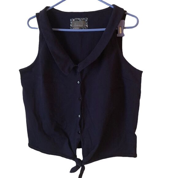 Anthropologie Tops - Anthropologie Navy Tie Front Top